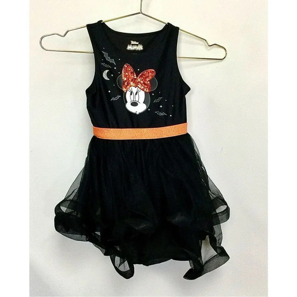 Disney Junior Minnie kids Black Halloween Tulle Tank Dress Size XS 4-5